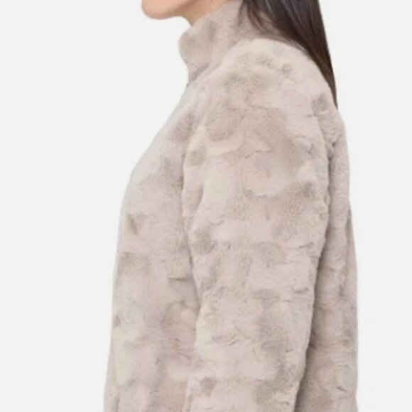 NWT Nicole Miller Reversible Faux Fur Puffer Jacket Tan Size Small - Picture 4 of 16